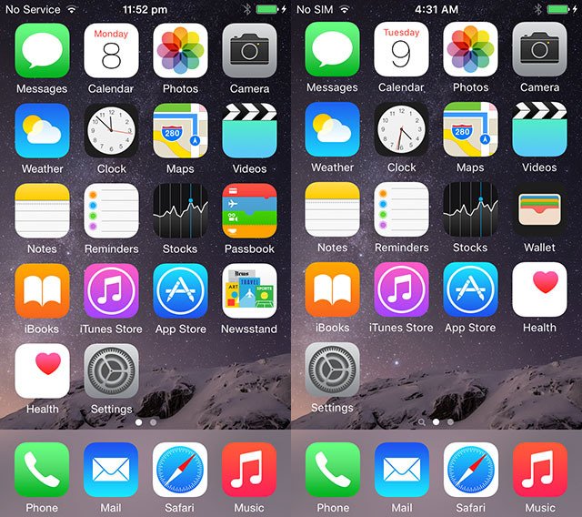 новый шрифт iOS 9 в сравнении с iOS 8
