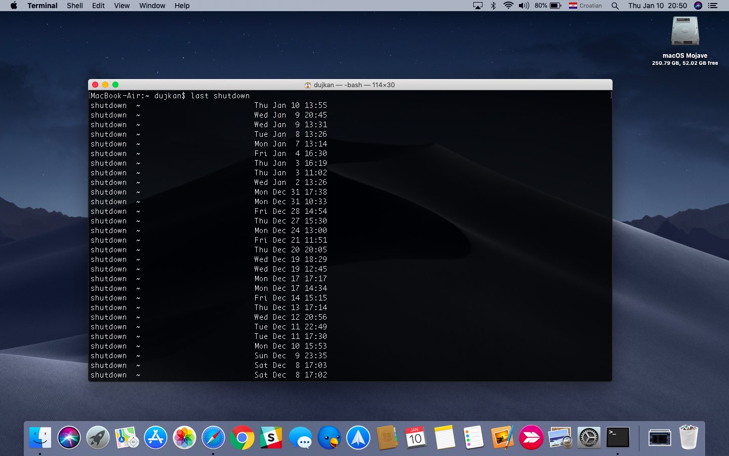 macOS-Terminal-last-shutdown-command