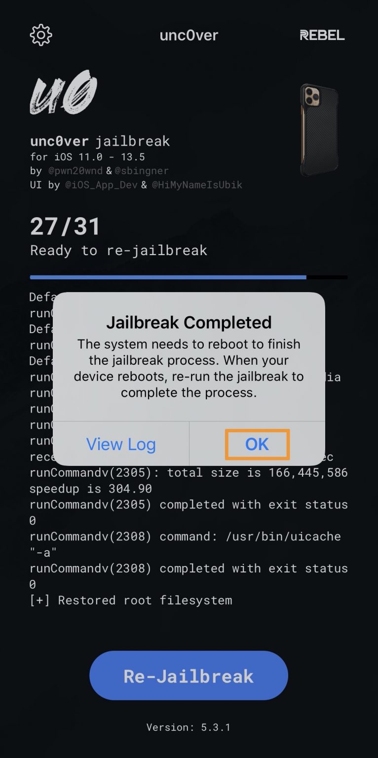 uninstall-unc0ver-jailbreak-completed-OK-766×1536