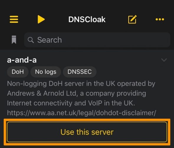 DNSCloak-Use-This-Server-590×500