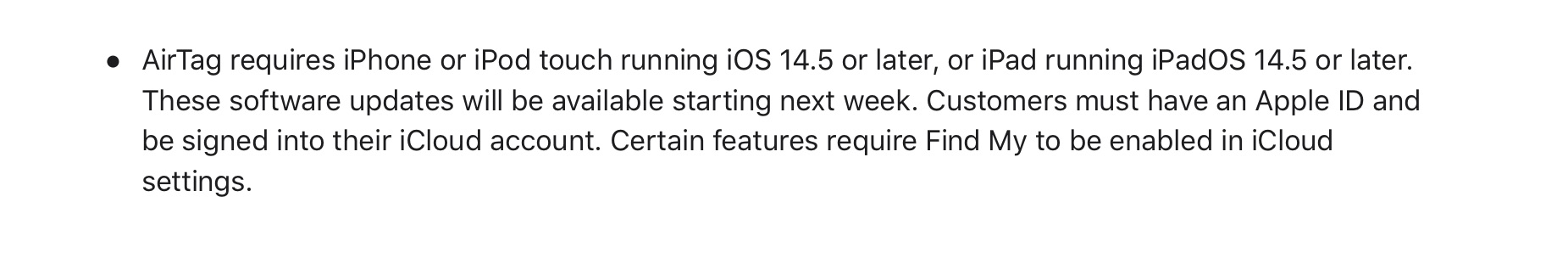 пресс-релиз air tag_упоминание ios 14.5
