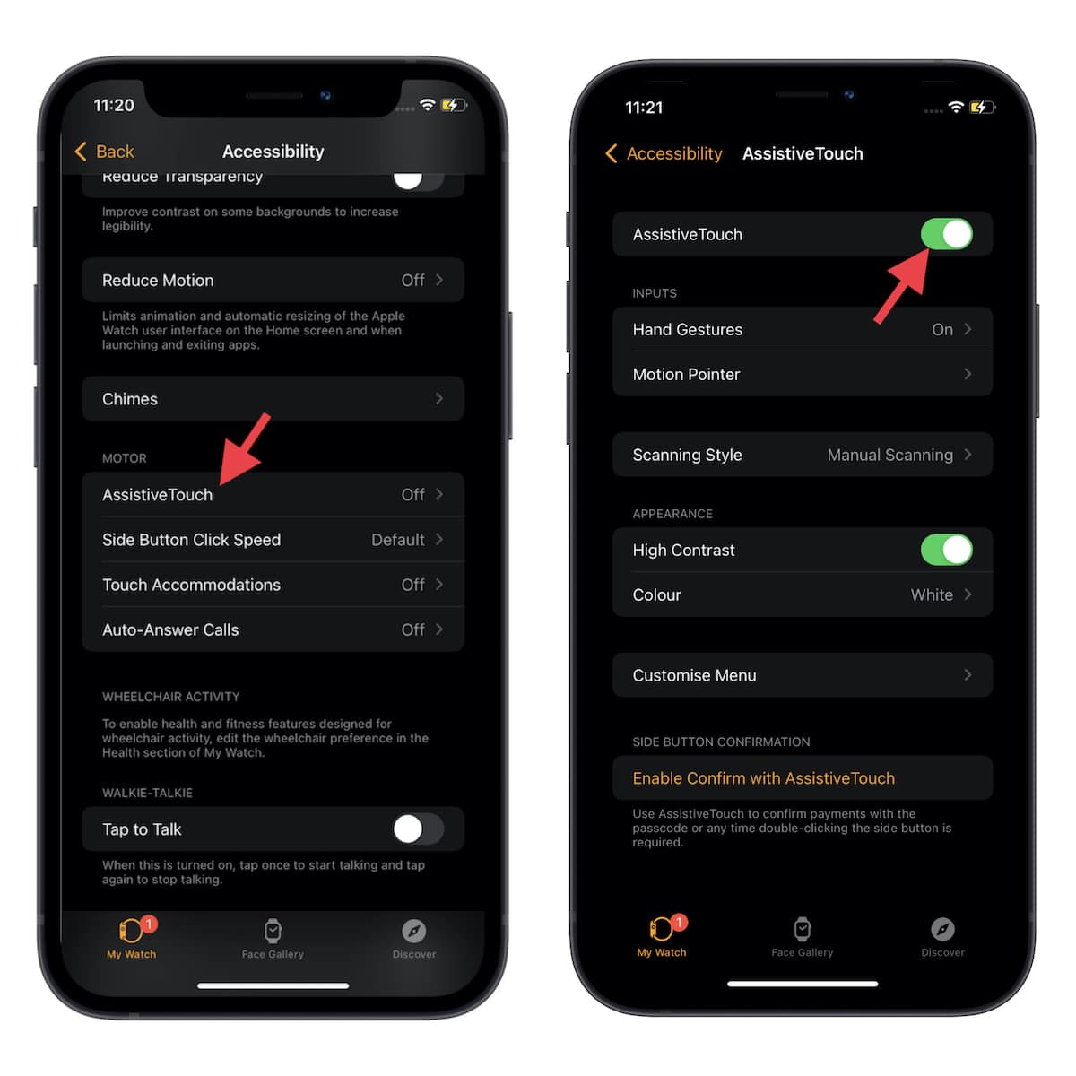 Enable AssistiveTouch on Apple Watch