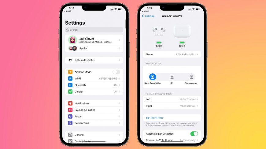 настройки AirPods ios-16