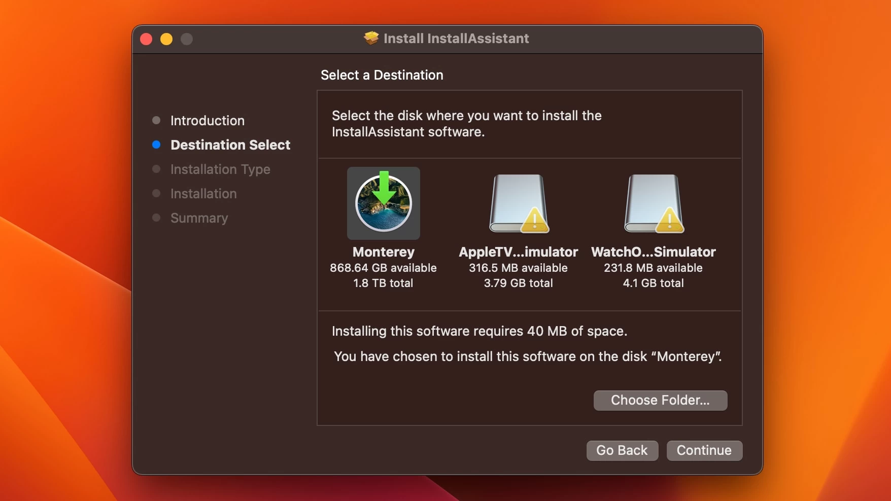 Apple-macOS-Ventura-InstallAssistant-выбор папки установки