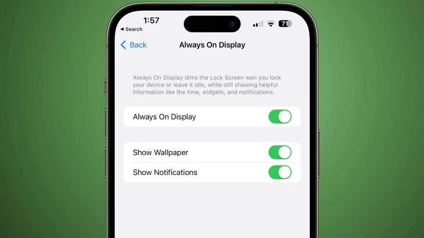 всегда включенный дисплей настройки