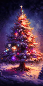 Snowy-Christmas-tree-iPhone-wallpaper — крупный размер