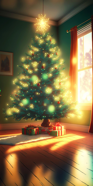 Sunny-window-Christmas-tree-wallpaper — крупный размер