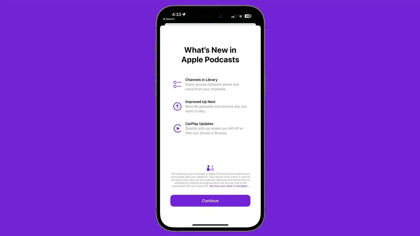 apple-подкасты экран приветствия-ios-16-4-beta-2