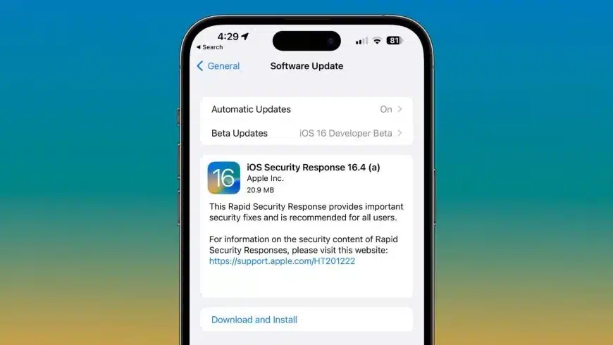 быстрый ответ на угрозы ios 16.4