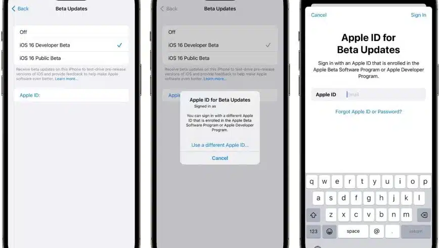 выбор бета обновлений ios 16.4