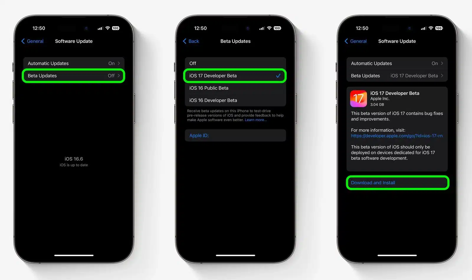 установка ios 17 beta 3