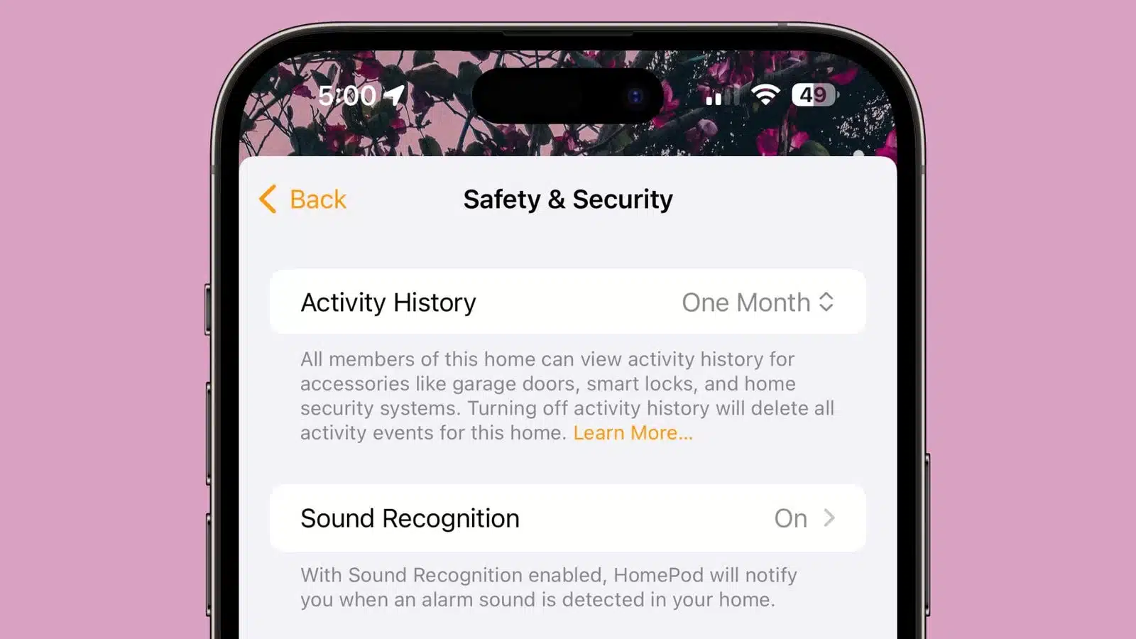 история активности приложения дом за последний месяц ios 17