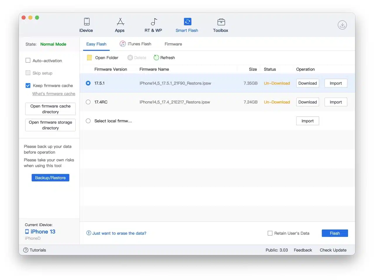 откат ios 18 до 17 через 3utools